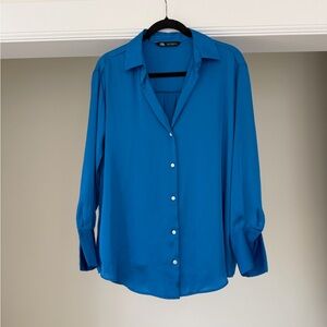 Zara Vibrant Blue Button-Down Shirt